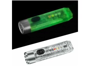 9130872306120 - 1 led grün transparent starkes Licht kleine Taschenlampe Seitenlicht rot blau lila Licht USB-Aufladung Mini-Schlüsselanhänger fluoreszierende