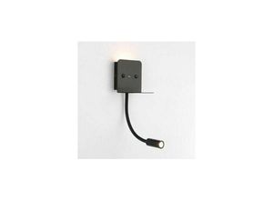 9130872332518 - Tovbmup - Wandleuchte + 3W LED-Leselampe mit USB-Anschluss Schwarz - Schwarz