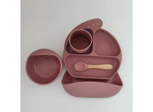 9130872336608 - Tovbmup - Baby-Essbesteck-Set Baby-Ergänzungsnahrung Kinderbesteck-Set Lätzchen aus lebensmittelechtem Silikon 5-teiliges Set