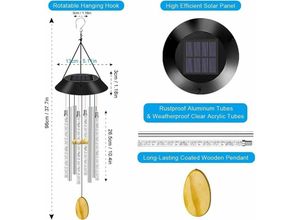 9130872337919 - Windspiele für den Garten im Freien Solar-Windspiele mit farbwechselndem Licht Geschenk für Weihnachten Muttertag Erntedankfest Geburtstage