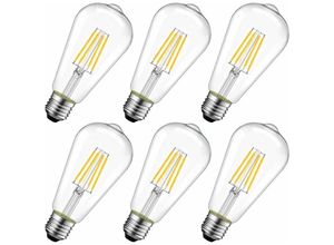 9130872353025 - Tovbmup - Packung mit 6 Vintage-Edison-LED-Glühlampen 8 w E27 ST64 2700 k Warmweiß nicht dimmbar