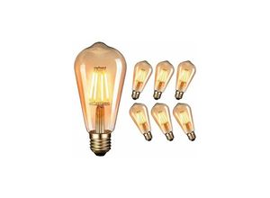 9130872353445 - Tovbmup - led Edison Vintage Glühbirne E27 4W led Vintage Glühbirne Antik Deko Lampe 2700K Retro Edison Lampe Warmweiß Glühlampe - 6 Stück