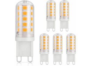 9130872353872 - Tovbmup - G9 LED-Glühbirne 3 w 430 lm Halogen Warmweiß 3000 k 220–240 v nicht dimmbar Keramiksockel 6er-Pack