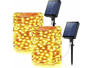 9130872354268 - Tovbmup - Solar-Lichterketten 2er-Pack 66 Fuß große LED-Lampenperlen 200 superhelle Solar-Lichterketten wasserdicht 8 Modi Solar-Funkeln