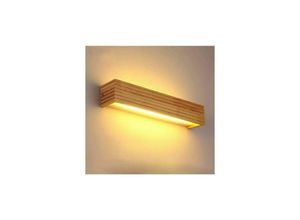 9130872354350 - Tovbmup - Hölzerne LED-Wandleuchte Warmes Licht Nordisch Gestreifte Holzleuchte Badezimmerfrontspiegel Wandleuchte Rechteck Japanische Vanity Home