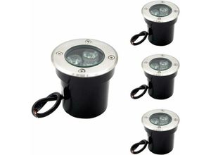 9130872354510 - Tovbmup - 4er Set Outdoor led Einbaustrahler 3WIP67LED Patio Rund 300 Lumen Zimmer Garten Weg Patio