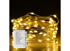 9130872355210 - Lichterkette Batteriebetrieben mit 8 Modi 50 LEDs Lichterketten Kupferdraht Licht Wasserdicht für Gartendekoration im Freien Innenhochzeitsparty