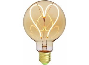 9130872355593 - Tovbmup - Klassische Vintage G95 Edison-Glühbirne – Herzmuster – weiches LED-Filament – Bernsteinglas – 4 w – dimmbar – 220 v – E27-Sockel