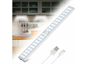 9130872356668 - Tovbmup - Closet Light 40 led Indoor Motion Sensing usb Wiederaufladbarer LED-Lichtstreifen 4 Beleuchtungsmodi Magnetstreifen