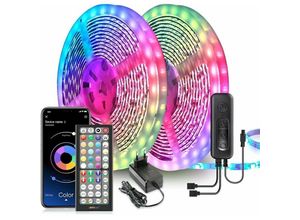 9130872357139 - LED-Lichtleiste 20 m ultralanges helles 5050 RGB-LED-Lichtband gesteuert durch APP-Fernbedienung mit Musikrhythmus synchronisieren LED-Bandlicht