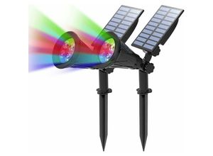 9130872357689 - Tovbmup - Solar-Gartenleuchte 2er-Pack 4 LED-Solarstrahler Solar-Gartenleuchten Outdoor mit wasserdichtem 2-in-1 kabellos 4 Farbwechsel 2