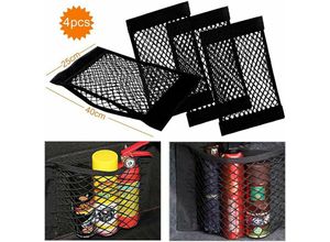 9130872361532 - Kofferraum-Aufbewahrungsnetz 4 Stück 40 x 25 cm Kofferraum-Organizer Organizer Auto-Aufbewahrungsnetz mit elastischem magischem Aufkleber für