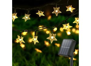 9130872361778 - Tovbmup - Solar Lichterkette Outdoor 100 led 10m Solarbetriebene Lichterkette 8 Modi Wasserdichte led Lichterkette Sternform Deko Licht für Garten