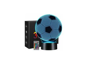 9130872389000 - Tovbmup - Nachtlicht Fußball Geschenk Jungen Kinder Mädchen Fußball Nachtlicht Kind 3D Optische Lampe Illusion Zimmerdekoration 16 Farbwechsel Nol