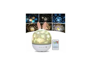 9130872389840 - Nachtlicht Kinder Nachtlicht Sternenprojektor Lampe 360°Drehbares Musik Nachtlicht + Timer + Fernbedienung + 6 Farben LED Baby Sternenhimmel