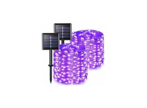 9130872390198 - Solar Lichterkette Set mit 2 lila Halloween-Solarlichtern wasserdicht je 20 m 200 LEDs 8 Modi Kupferdraht-Lichter für Halloween-Dekoration