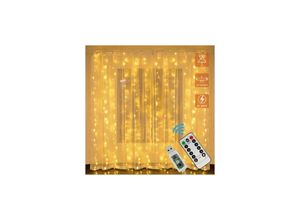 9130872390648 - LED-Lichtervorhang USB-Lichterkettenvorhang 8 Modi mit Fernbedienung Lichterkette für Schlafzimmer Innen-Außendekor Party Hochzeit Weihnachten