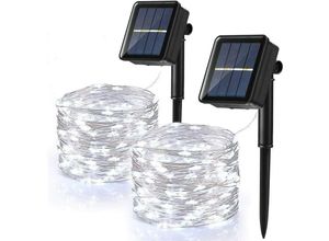 9130933714994 - Soleil - 2er-Pack] Solar-Lichterkette für den Außenbereich 120 LEDs wasserdichte Solar-Lichterkette 12 m 8 Modi Kupferdraht-Lichterkette für