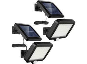 9130933735579 - Set mit 2 Solarlampen für den Außenbereich – 56 LED-Beleuchtung mit Bewegungssensor – IP65-Wasserdichtigkeit – 120° Beleuchtungswinkel – Ideal für