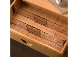 9130933736941 - Schubladen-Organizer (4er-Set) verstellbarer Schubladenteiler aus Kunststoff für Küche Bad oder Schlafzimmer transparent schwarz Verstellbarer