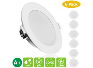 9137784668636 - Set mit 6 LED-Einbaustrahlern AC230V 6W 500lm 3000k LED-Downlights für Badezimmer Wohnzimmer Küche Fantablau