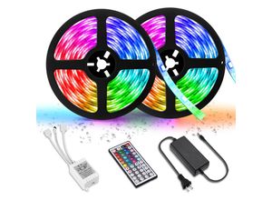 9137784741056 - Maerex - 2er-Pack 300 LED-Streifen 10 m wasserdicht 5050 rgb 4-polig mit Fernbedienung