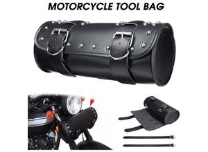 9137784755060 - Maerex - Universelle wasserdichte PU-Leder-Motorrad-Roller-Satteltaschen-Beutel-Gepäck-Werkzeug-Rollen-Beutel-Fass-Aufbewahrungstasche für