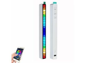 9137784773736 - Rgb Sound Control Pickup Rhythm Light usb Tischlampen mit 32 LED-Perlen app Control Car Home Decoration (Weißer eingebauter Akku (keine