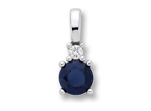 9145546191605 - Ketten-Anhänger 002 ct Diamant Brillant Safir Anhänger aus 585 Weißgold Schmuckanhänger Gr Damen 002 ct mit Diamant Weißgold 585-Diamanten silberfarben (silber) Damen Anhänger Gold Schmuck