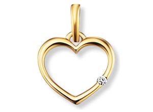 9145546192404 - Ketten-Anhänger 001 ct Diamant Brillant Herz Anhänger aus 585 Gelbgold Schmuckanhänger Gr Damen 001 ct Gelbgold 585-Diamanten goldfarben (gold) Damen Anhänger Gold Schmuck Herz