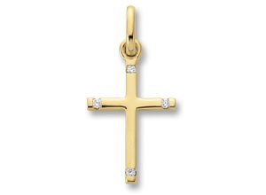 9145546193555 - Ketten-Anhänger 002 ct Diamant Brillant Anhänger aus 585 Gelbgold Schmuckanhänger Gr Damen 002 ct Gelbgold 585-Diamanten goldfarben (gold) Damen Anhänger Gold Schmuck