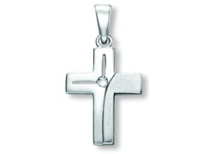 9145546193654 - Ketten-Anhänger Zirkonia Kreuz Anhänger aus 925 Silber Schmuckanhänger Gr Damen Silber 925 (Sterlingsilber) silberfarben (silber) Damen Silber Schmuck