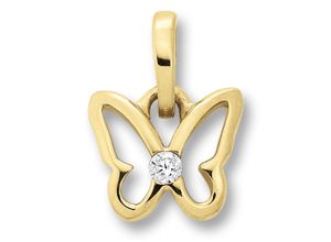 9145546194545 - Ketten-Anhänger Zirkonia Schmetterling Anhänger aus 333 Gelbgold Schmuckanhänger Gr Damen Gelbgold 333 goldfarben (gold) Mädchen Mädchenschmuck Damen Gold Schmuck Schmetterling