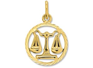 9145546195313 - Sternzeichen-Anhänger Waage Sternzeichen Anhänger aus 333 Gelbgold Schmuckanhänger Gr Waage Gelbgold 333 goldfarben (gold) Damen Anhänger Gold Schmuck Waage