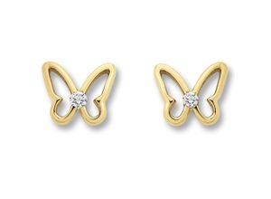 9145546198802 - Paar Ohrhänger Zirkonia Schmetterling Ohrringe Ohrstecker aus 333 Gelbgold Gr Kinder Gelbgold 333 goldfarben (gold) Damen Ohrhänger Gold Schmuck Schmetterling