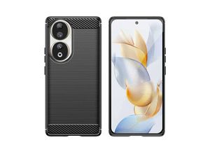 9145576282649 - Markenlos - Carbon Case kompatibel mit honor 90 flexible Silikon-Carbon-Hülle schwarz - Schwarz