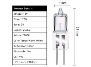 9151234584475 - Deckon - G4-Halogenlampen G4-Halogen-Stiftsockellampe 12 v 20 w 2800 k warmweiß dimmbar G4 transparente Kapsellampe 10 Stück [Energieklasse c]