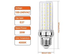 9151234584833 - Memkey - 20 w LED-Mais-Glühbirnen 150 w Äquivalent Glühlampe 2300 lm 4000 k Neutralweiß E27 Edison-Schraubbirnen 3 Stück npterbl