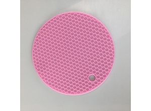 9155505001197 - Lycxames - 2 Stück Topf Untersetzer Silicone Trivet Mat Silikon Topflappen Spülmaschinenfest Hitzebeständigerung Rutschfest Wabenmuster--18cmrosa