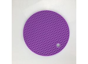 9155505001227 - Lycxames - 2 Stück Topf Untersetzer Silicone Trivet Mat Silikon Topflappen Spülmaschinenfest Hitzebeständigerung Rutschfest Wabenmuster--14cmViolett