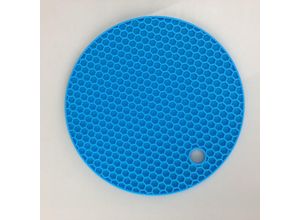 9155505001241 - 2 Stück Topf Untersetzer Silicone Trivet Mat Silikon Topflappen Spülmaschinenfest Hitzebeständigerung Rutschfest Wabenmuster--14cmblau