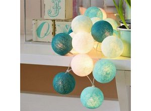 9155505006000 - Lycxames - Cotton Ball Batteriebetriebene Lichterkette – 22 m 20 LED-Lichter Beleuchtung für Schlafzimmer Vorhang Party Weihnachten