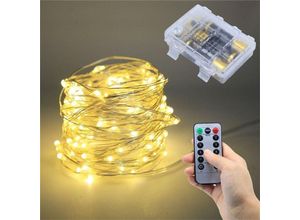 9155505008134 - Lycxames - led Lichterkette Batterie 2M 20LEDs Kupferdraht Lichterketten Akku mit Timer Wasserdicht diy Weihnachten Lichterkette Innen Außen für