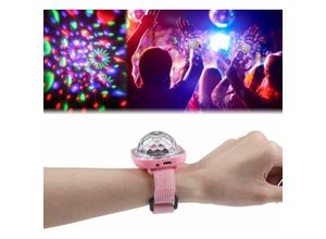 9155505009742 - Disco-Licht Sternenprojektor-Licht Party-Ball-Lichter Disco-Uhr für Kinder Mini-LED-Nachtlicht mit Farbwechsel (Rosa)