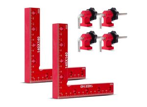 9155728913918 - 90-Grad-Winkelklemme Set mit 2 L-Positionierungsklammern 140 mm x 140 mm Aluminium-Zimmermannsklemme für Schränke Bilderrahmen Schubladen Box