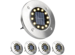 9166890207897 - Solar-Bodenleuchten 4 Stück 12 LEDs warmweiß für den Außenbereich Solar-Bodenleuchten IP65 Edelstahl wasserdichte Bodenleuchten für Rasen