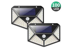 9168919570043 - Solarlampe für den Außenbereich leistungsstarke Version 2er-Pack 100 LEDs 2200 mAh wasserdichte Außenbeleuchtung 270°-Solarlicht