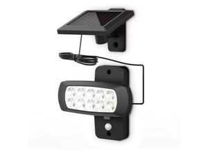 9168919570067 - LED-Solarlampe für den Außenbereich IP44 PIR-Bewegungsmelder schwarzer Wandstrahler für Hausterrassenbalkon spritzwassergeschützt kaltweißes