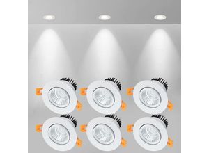 9168919573501 - Memkey - x LED-Einbaustrahler 5 w COB-Deckeneinbauleuchte Kaltweiß 6000 k 500 lm ac 220–240 v Ra≥90 Abstrahlwinkel 24° IP44 für Badezimmer