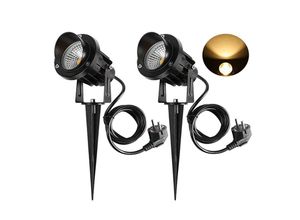 9168919576311 - 9 w LED-Außenstrahler mit Erdspieß 3000 K–3300 k 900 lm LED-Außenstrahler mit Erdspieß wasserdichte Gartenlampe IP65 Warmweiß 2 Stück